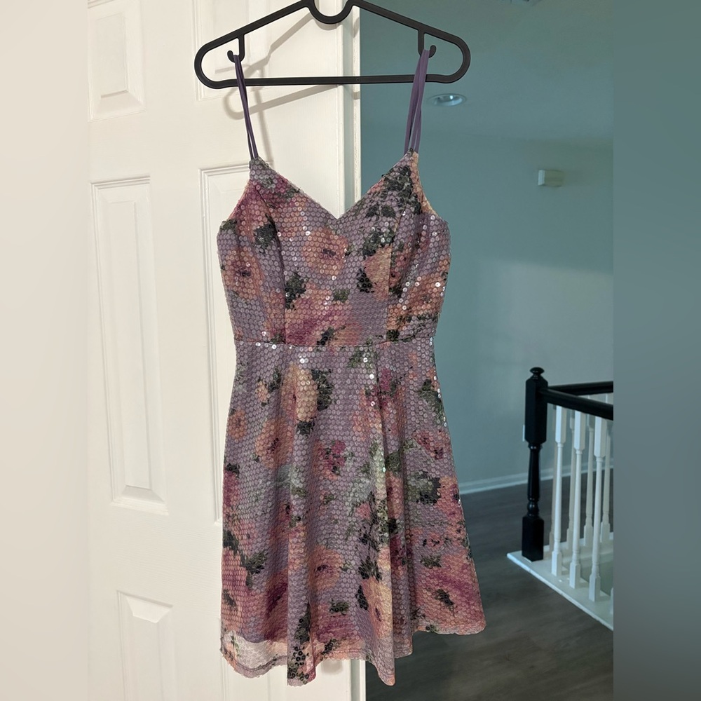 City Studio Strapless Floral Dress - Pink and Black